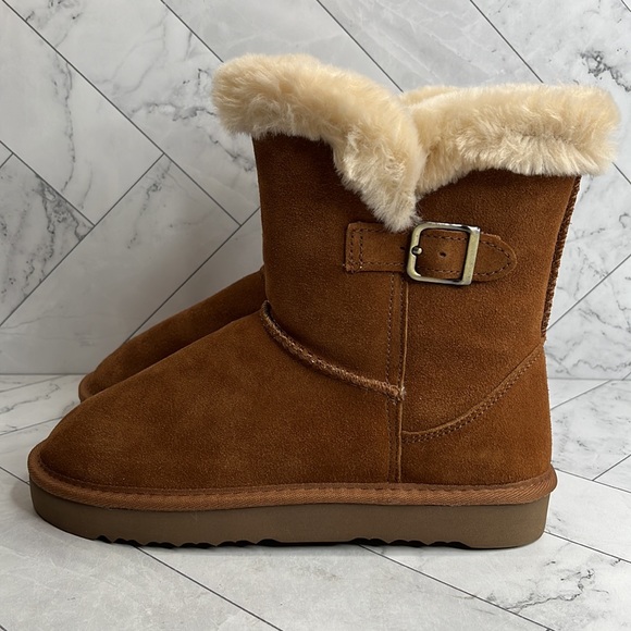 NWT Style & Co Tiny 2 Winter Booties Faux Fur Lined Chestnut SIZE 6M - Picture 5 of 10